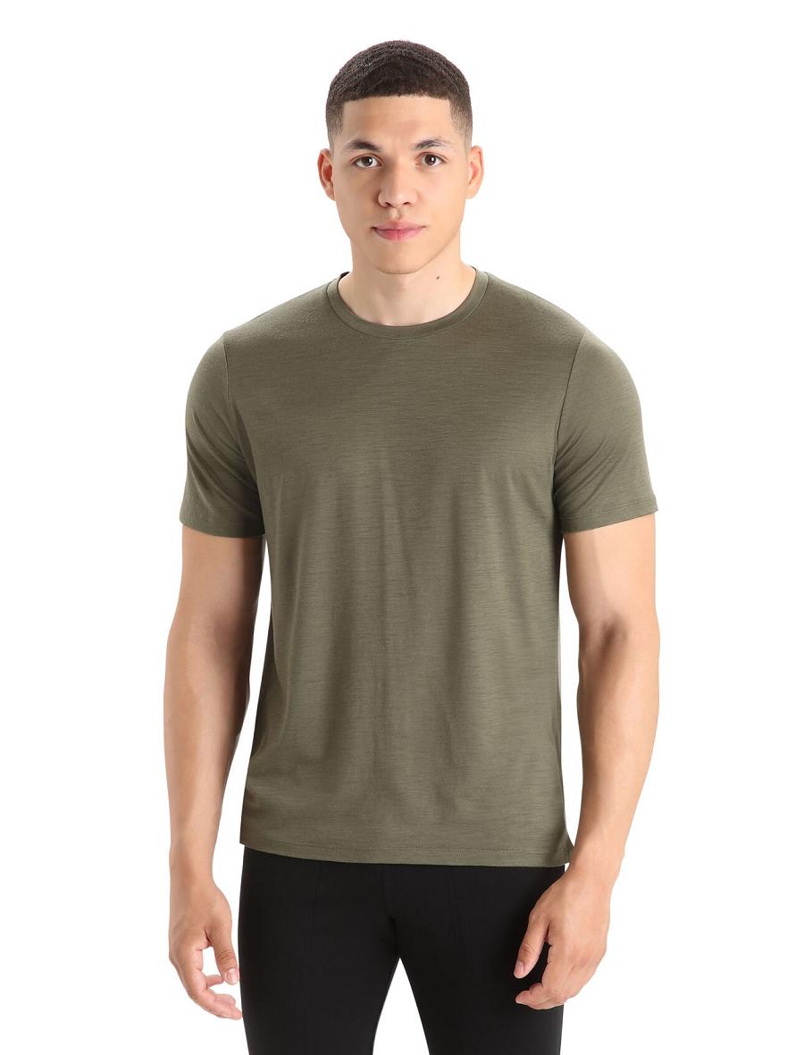 Koszulki Icebreaker Merino Tech Lite II Krótkie Sleeve Tee Męskie Oliwkowe | PL 1780RVDW